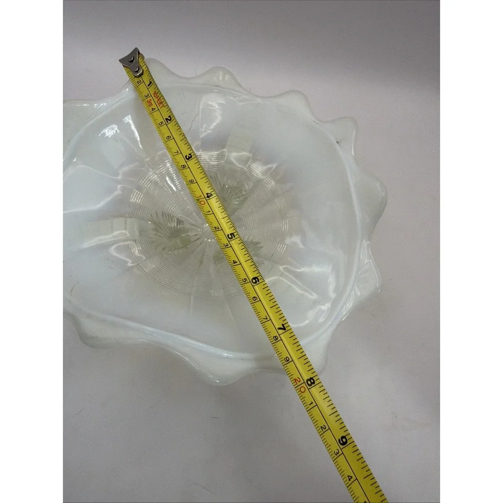 White Northwood Opalescent Glass Bowl Klondyke Three 3 Footed Antique